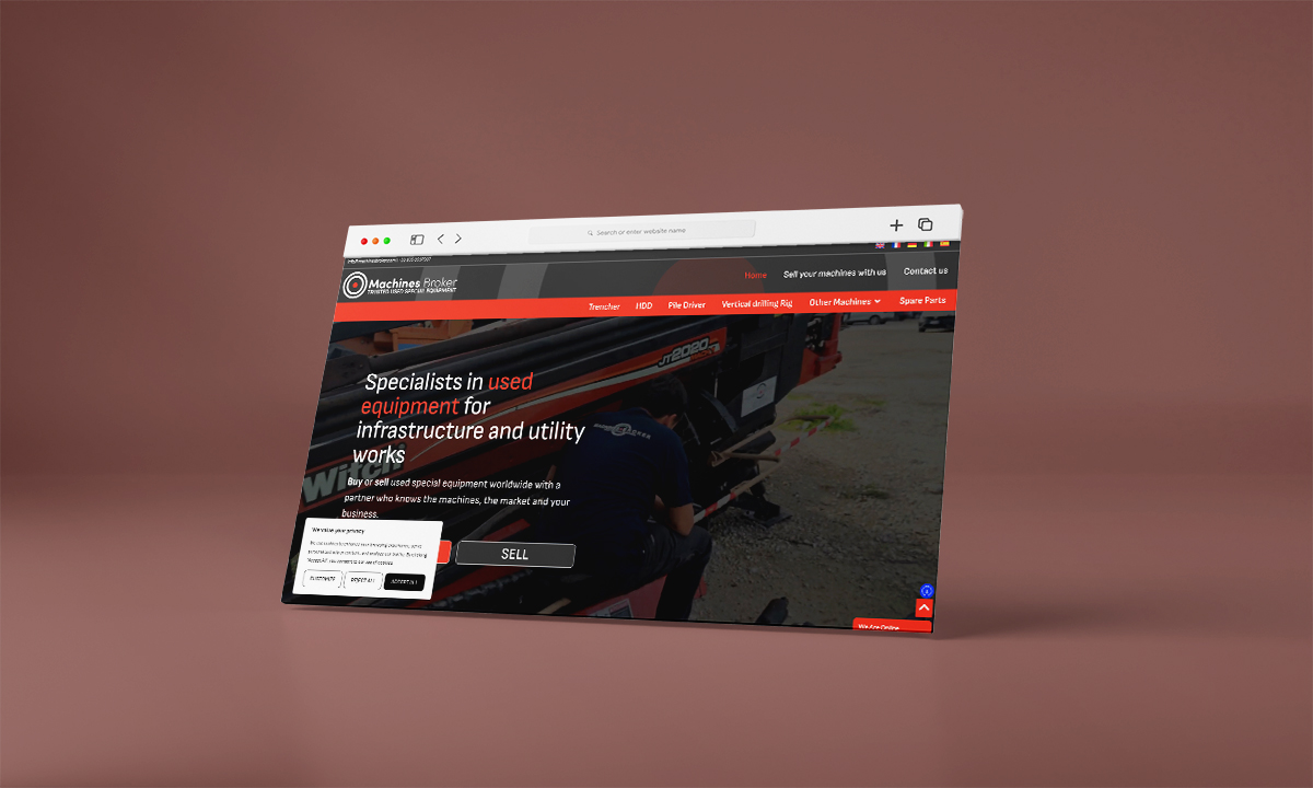 Sito web multilingua di Machines Broker realizzato in WordPress ed Elementor PRO